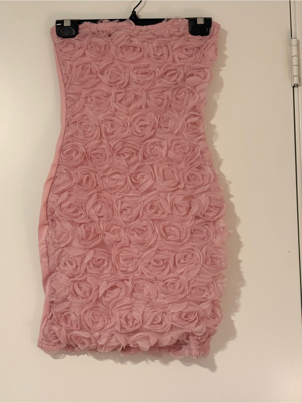 SHEIN Pink Strapless Rosette Bodycon Dress